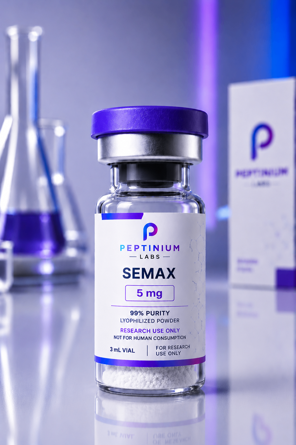 Flacon Semax 5 mg — peptide de recherche Peptinium Labs (Research Use Only)
