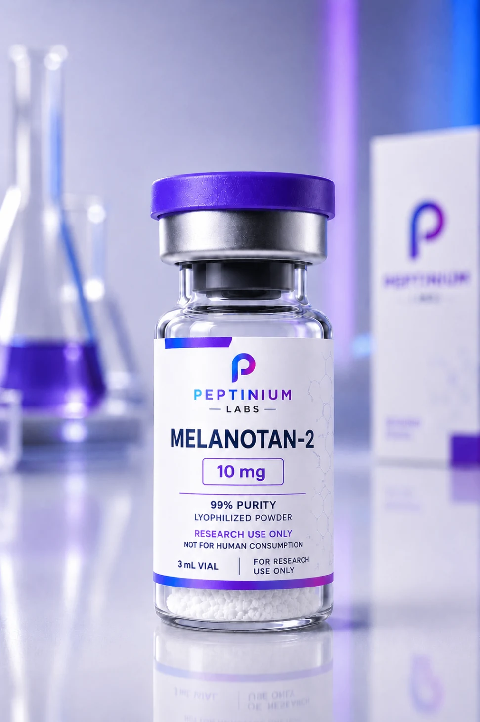 Flacon Melanotan II 10 mg — peptide de recherche Peptinium Labs (Research Use Only)